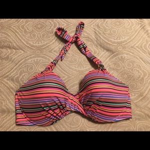 Victoria’s Secret Striped Bikini Top 38C Underwire